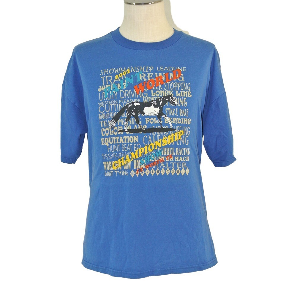Paint World Horse Championship Shirt Mens XL blue short sleeve Fort Worth Texas